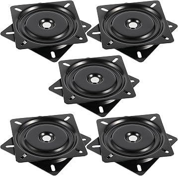 KEILEOHO 5 PCS 6.25 Inches Bar Stool Swivel Plate, Square Swivel Base Plate Replacement, Ball Bearing Seat Swivel Mount Plate for Bar Stool, Boat, Chair, Black