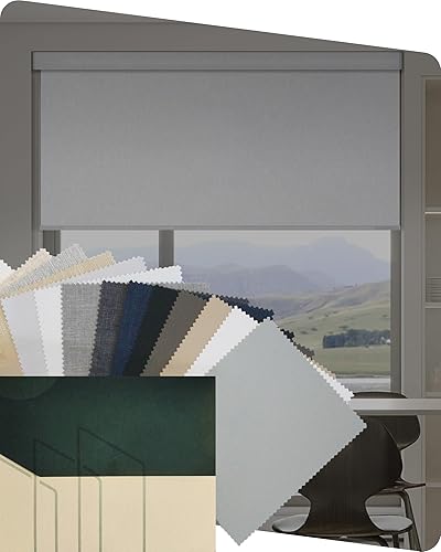 Miniatura 140 de Yoolax Persianas motorizadas con control remoto, persianas inteligentes opacas para ventanas, persianas enrollables motorizadas, persianas Tela