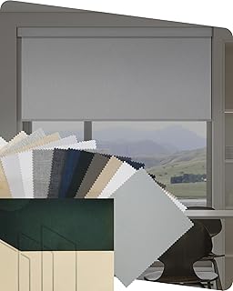 Yoolax Motorized Blinds with Remote, Blackout Smart Blinds for Windows Motorized Roller Shades, Automatic Window Shades Compatible with Alexa for Bedroom Living Room, Fabric Sample (Multicolor)
