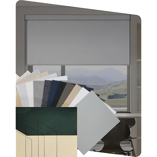 Yoolax Motorized Blinds with Remote, Blackout Smart Blinds for Windows Motorized Roller Shades, Automatic Window Blinds Directly Work with Alexa Electric Blinds, Fabric Sample (Multicolor)