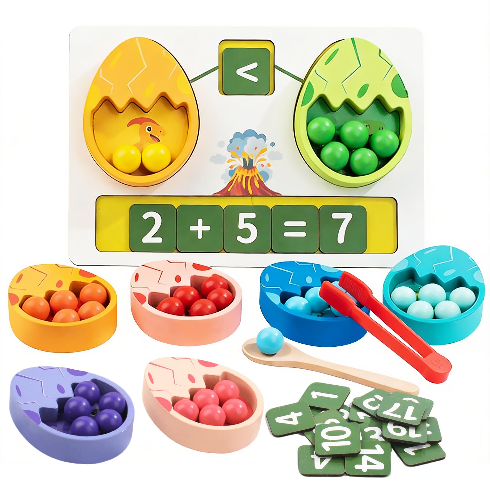 Smartwo Wooden Montessori Colour Sorting Toys for Kids, Dinosaur Theme