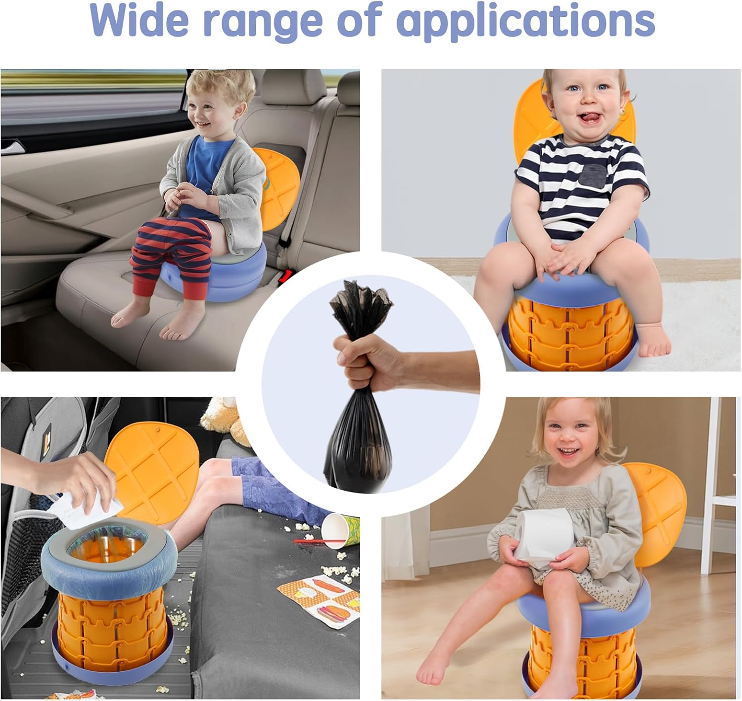 Travel Potty with 40 Rubbish Bags Portable Potty Foldable Potty Nonslip Training Toilet Chair Convenient Car Potty Comfortable Portable Potty Seat for Toddler Travel US
