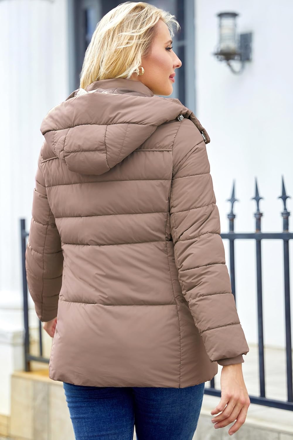 Womens Packable Puffer Jacket Winter Coat with Hood Warm Lightweight Thickened Down Jacket - Image 5