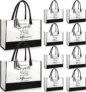 10 Pcs Employee Teacher Appreciation Gifts Bulk Canvas Tote Bags with Handles for Coworker Staff Gifts