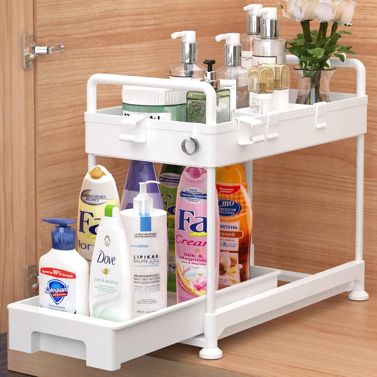 2-Tier Under Sink Organizer, Under Bathroom Sink Cabinet Organizers ...