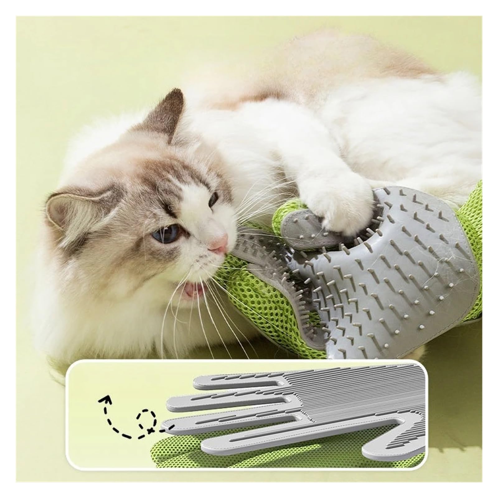 Generisch Fellpflegehandschuhe, Badekamm und Haarentfernungsbürste for Katzen und Hunde, sanftes Reinigungswerkzeug for langhaarige Haustiere(Avocado Right Hand)