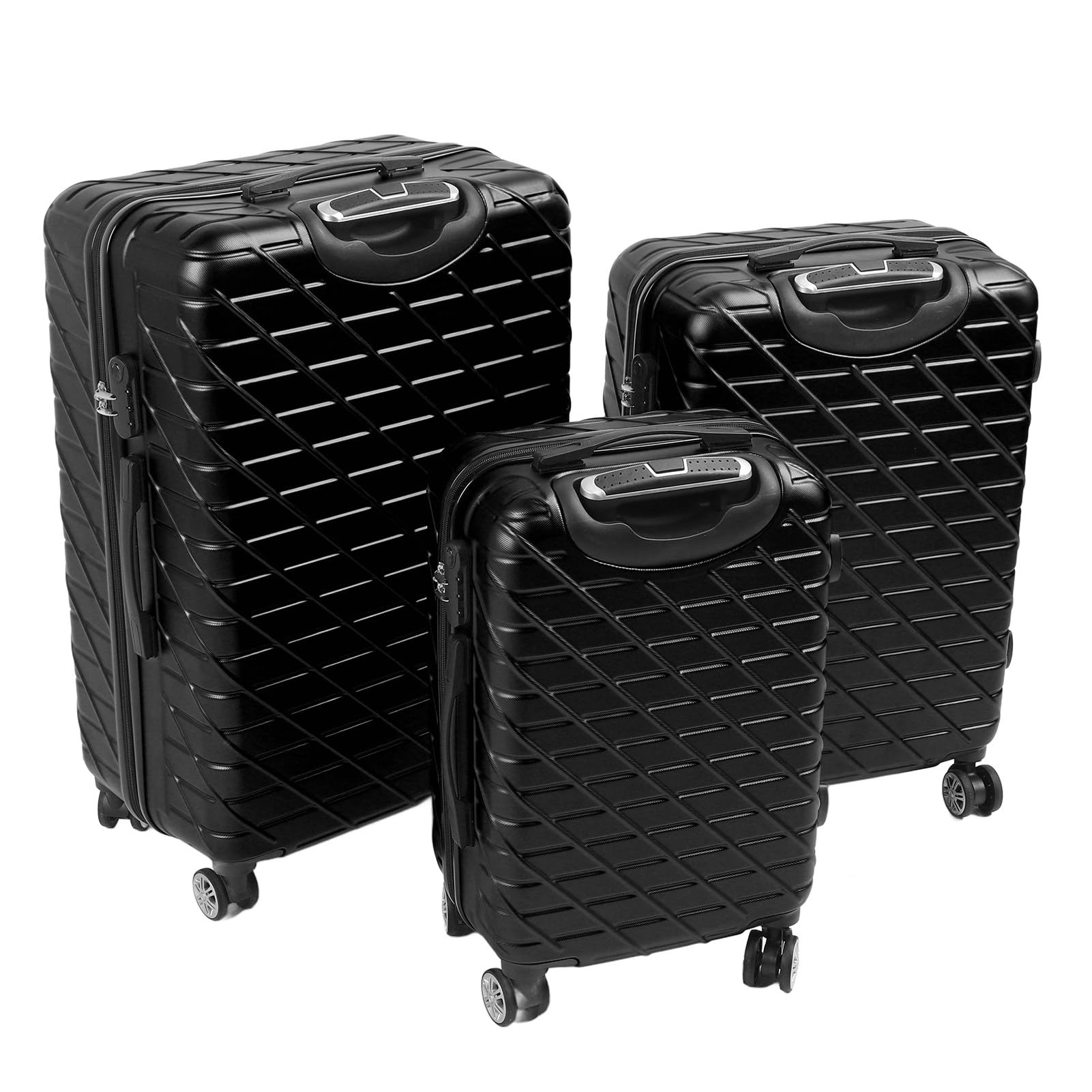 Fafeicy Hardshell Spinner Bagage Zestaw Lekki z blokadą TSA dla Podróżników 3 Części Walizki na Długoterminowe Wycieczki i Wycieczki Biznesowe (BLACK)