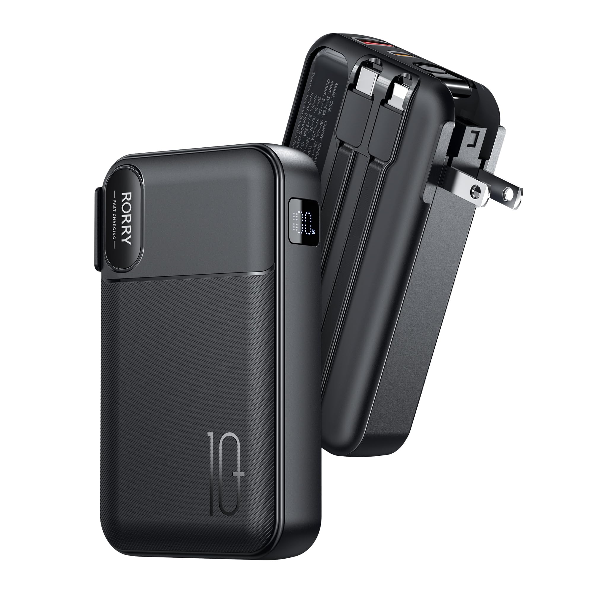 RORY モバイルバッテリー 10000mAh ブラック Amazon | RORRY【モバイルバッテリー コンセント一体型 10000mAh PD22