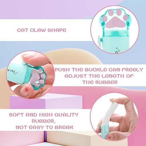 Miniatura 3 de cobee - Borradores de pata de gato 4 unidades bonitos borradores retráctiles de goma kawaii borradores de goma de empuje kawaii borradores creativos