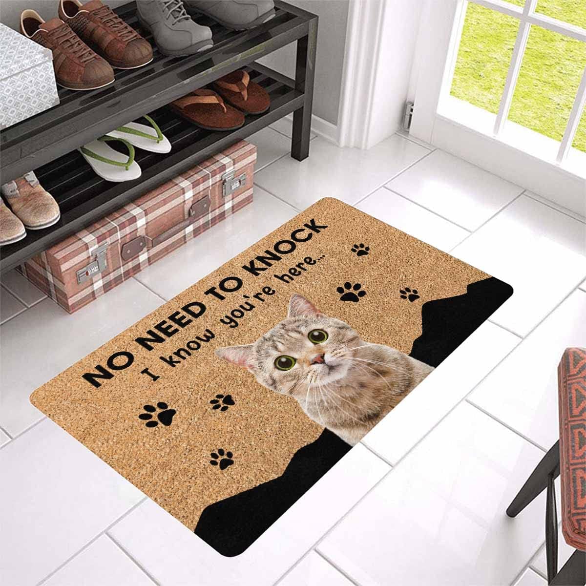 Artsadd Custom Doormat with Dog Face 24"x16" 30"x18", Personalized Welcome Floor Mat for Outdoor Indoor Entrance Home, Dog Muddy Paws Mat for Inside Outside, Gift for Girlfriend Mother Women Pets