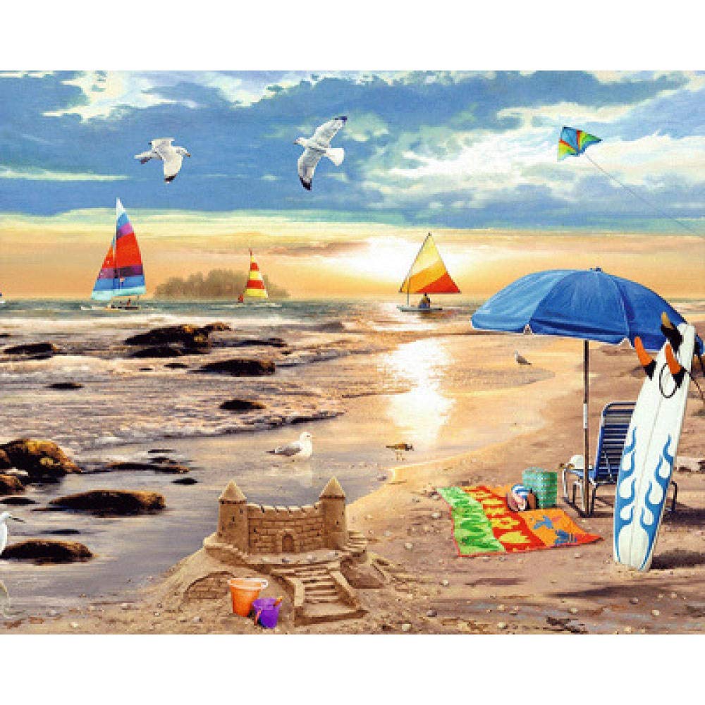 Peinture au diamant 5D bord de mer mosaïque carrée 50x60cm pour illuminer votre salon