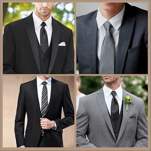 Miniatura 3 de NONHAI Corbatas para hombre, corbata clásica de seda, rojo amapola flor campo en puesta de sol, corbatas delgadas para el cuello para hombre,