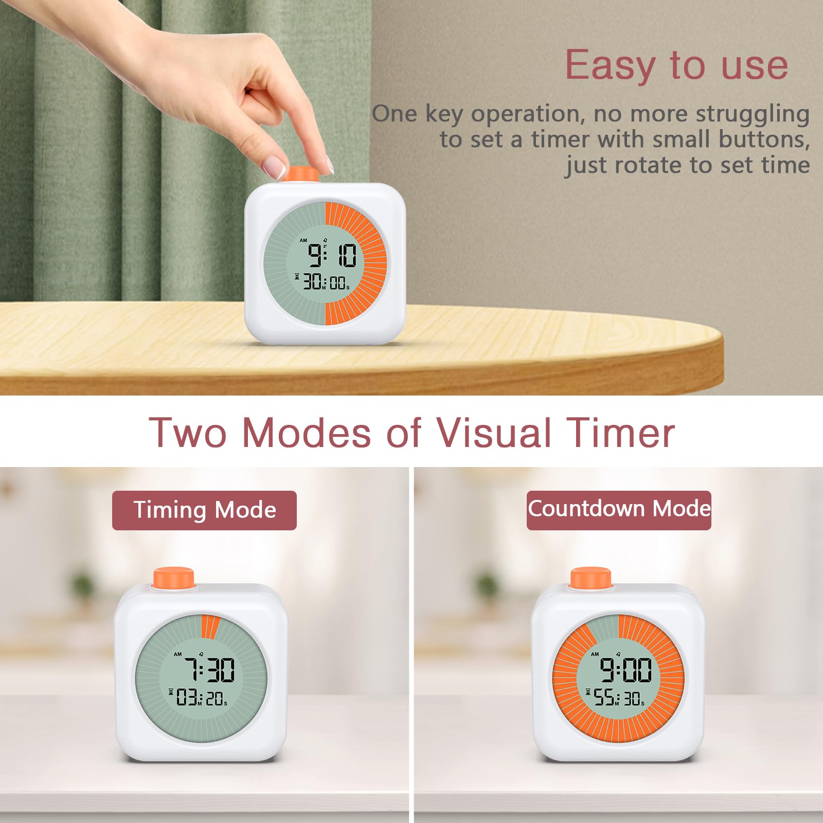 Timer Digitale Rotativo LOFICOPER Con Display LED 3 Pollici, Volume Regolabile, Per Cucina, Studio, Fitness - 2