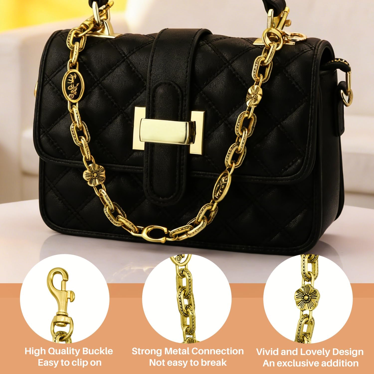 Women's Keychain Bag Charms for Purse Tote Charms Metal with Extender Chain image 4