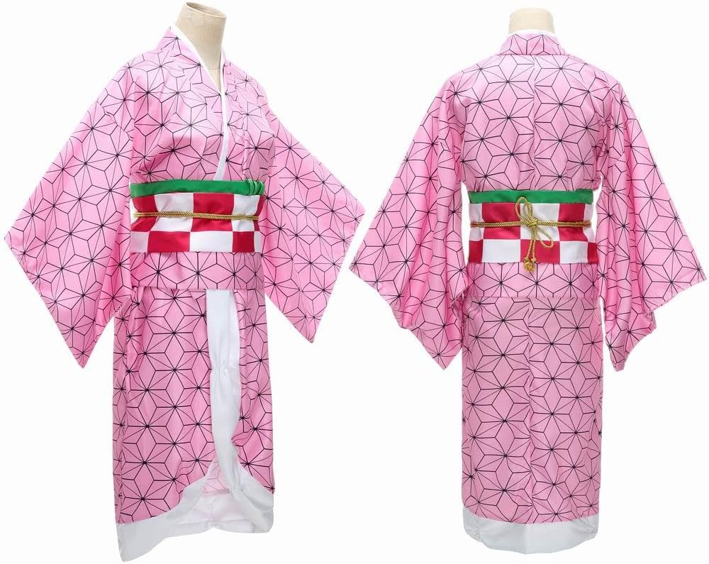 Full Set Anime Halloween Costume For Womens Party Role Cosplay Cloak Kimono Outfit W/Slippers Wig