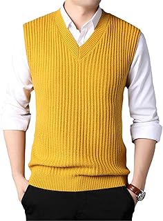 Cuello en V Jersey Punto Calle Rayas Chaleco Sin Mangas Casual Hombres Moda
