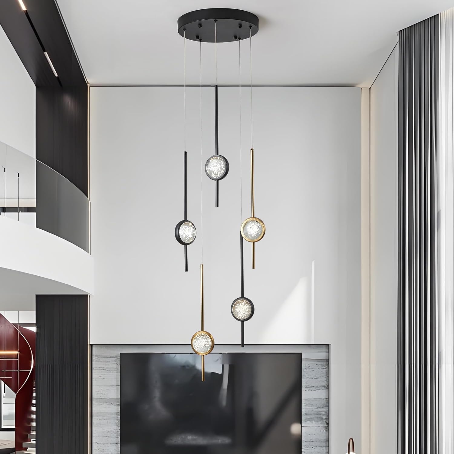 Modern Crystal Bubble Pendant Lights Kitchen Island,Exclusive 2025 New Model, 3000-6000K Dimmable Gold and Black Chandeliers for Dining Room, Kitchen, Living Room, Bedroom, Office (15W)