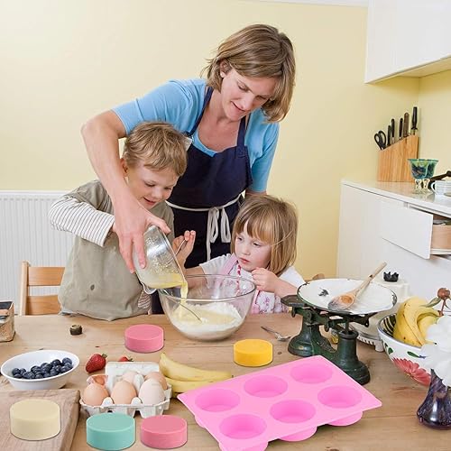 Miniatura 3 de GELIFATLE Moldes cilíndricos para hornear, molde de silicona para dulces, galletas, oreos, mini jabón, magdalenas, pudín, gelatina, magdalenas