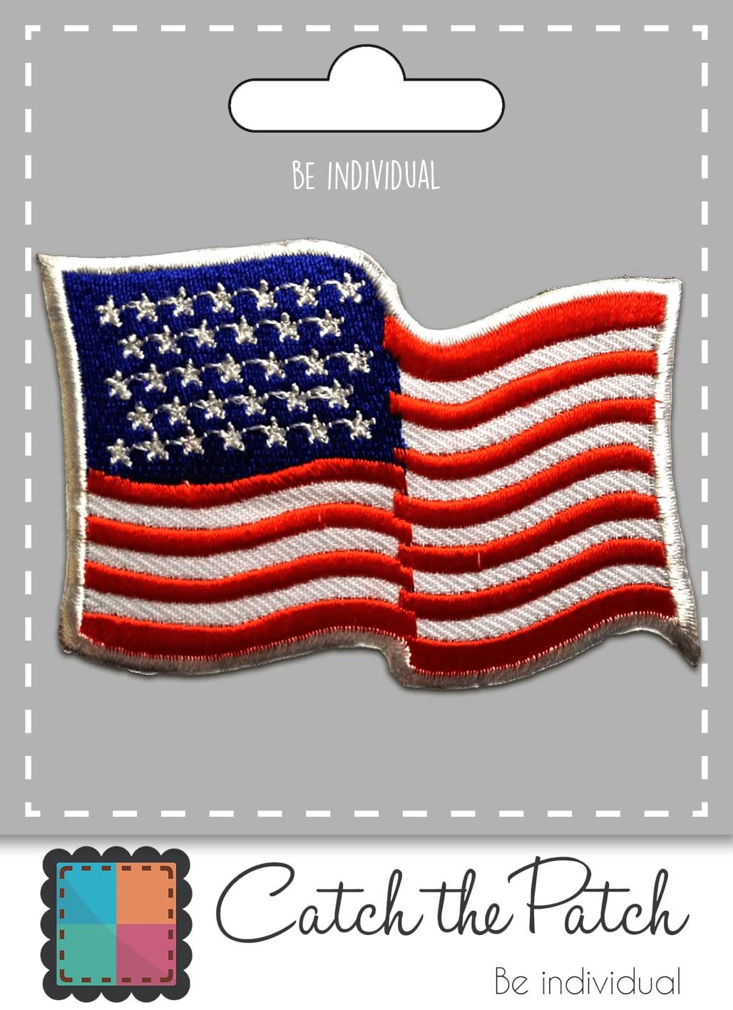 BANDIERA AMERICANA CON TOPPA APPLIQUE RICAMO BORDO NERO-USA - Foto 9