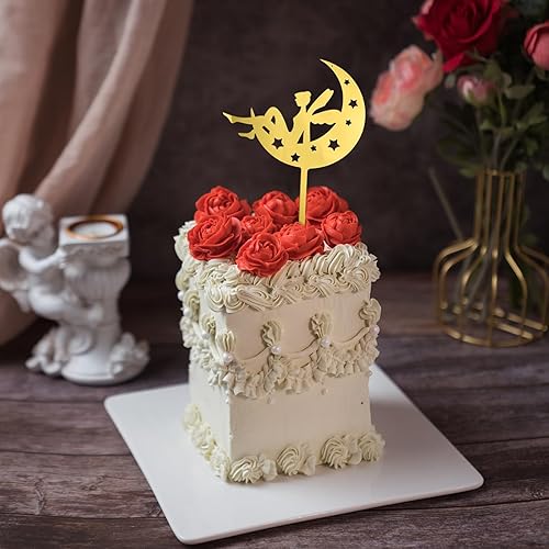 Miniatura 5 de 11 adornos dorados para tartas de hadas, flores de ángel, decoración de pastel de cumpleaños de hada de ballet, decoración para cumpleaños, boda,