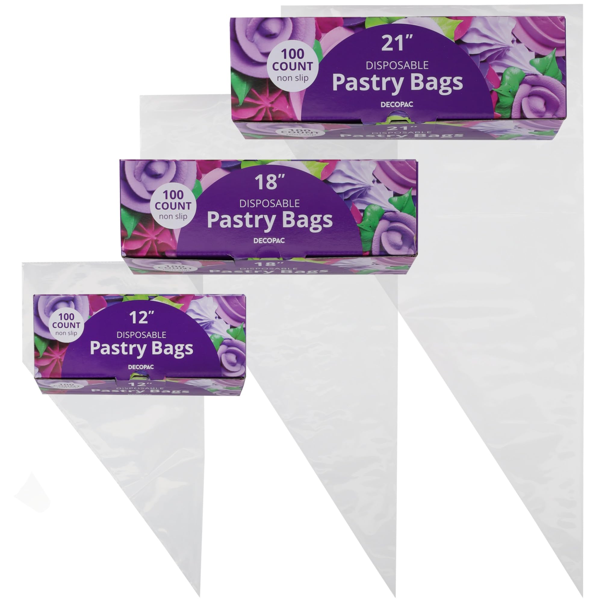 DecoPac 13590 Disposable Pastry Bag 100 Count Spritzbeutel, Kunststoff, Transparent