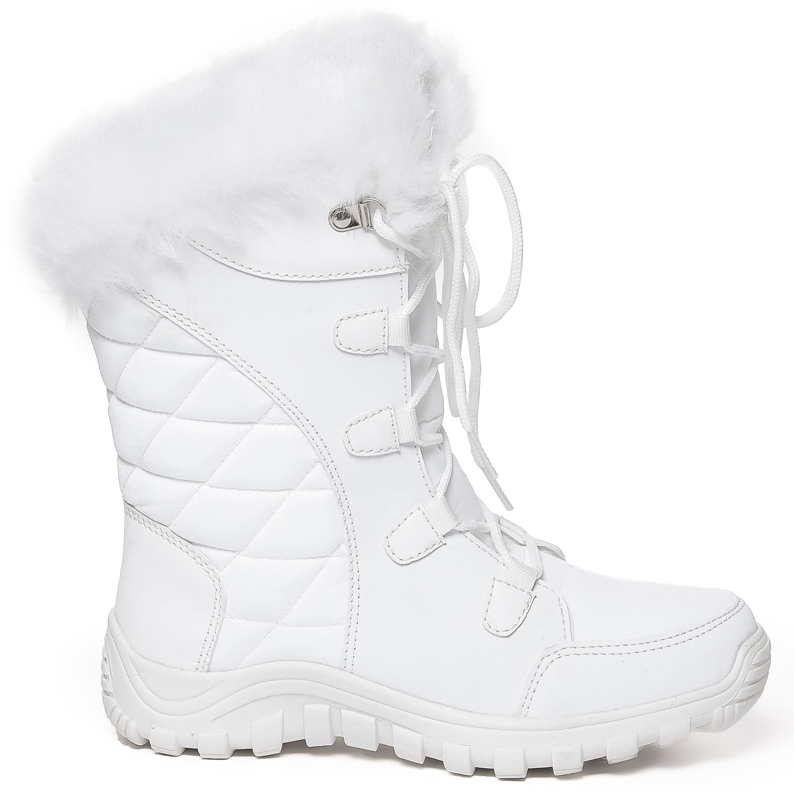 Polar Womens Quilted Faux Fur Cuff Winter Duck Rubber Sole Durable Snow Rain Outdoor Boot - UK5/EU38