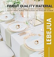 Vista 7 de Juego de 6 servilleteros de madera con cuentas de madera Servilleteros de madera rústica para decoración de mesa, hecho a mano, servilleta LEBEJUA