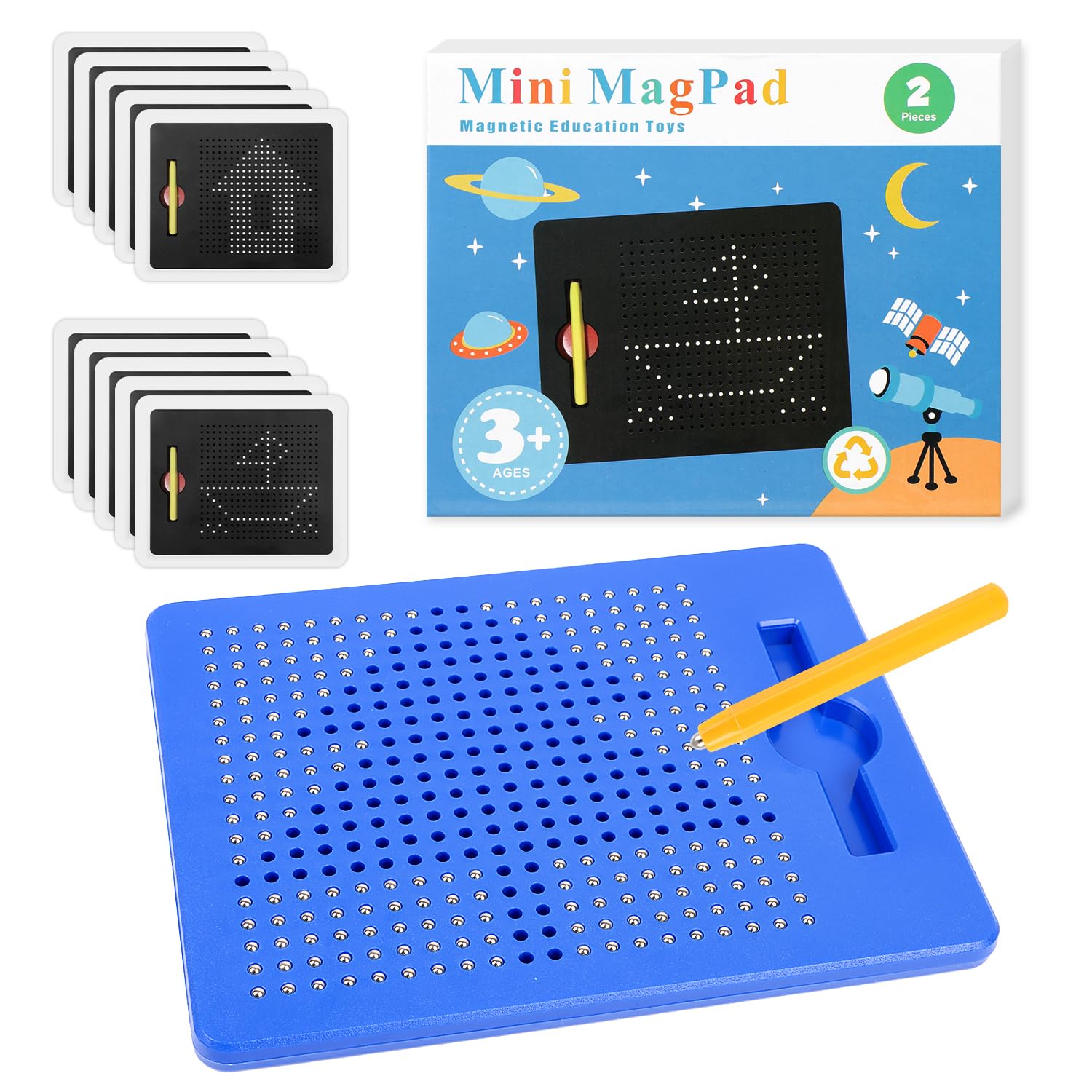 SULOLI Magnetic Drawing Board, Magic Board, Educational Drawing Tablet, Magnetic Game with Balls and Magnetic Pen for Children, School, Family (Blue)