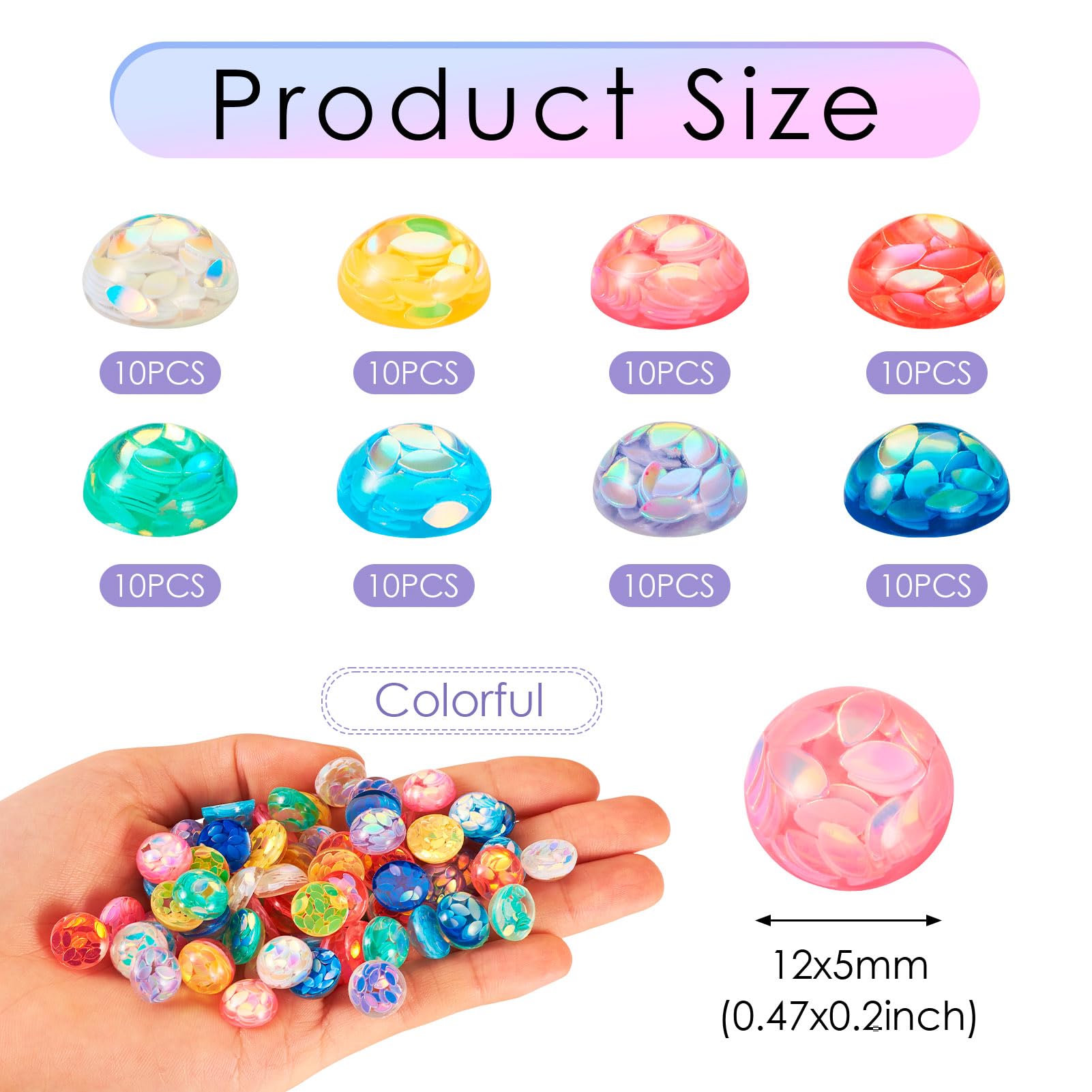 Cheriswelry 100 Cabochons Résine Coccinelle 12 Mm - 10 Couleurs Vives, Dos Plat Pour Bijoux, Scrapbooking, DIY