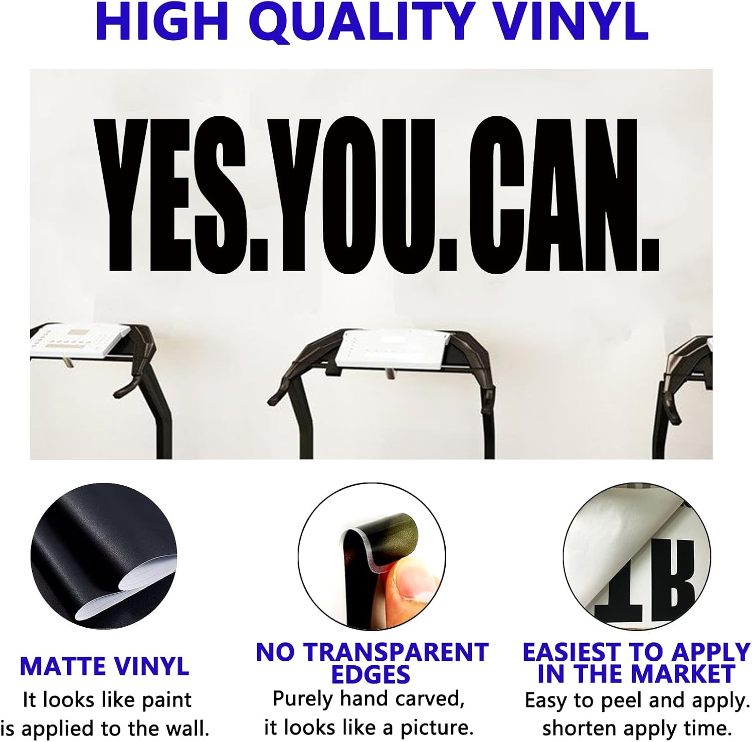 Inspirational Quotes Wall Stickers for Office: Motivational Positive Vinyl Art Wall Decals for Classroom School Gym Living Room - You Can 45" X 12.6"