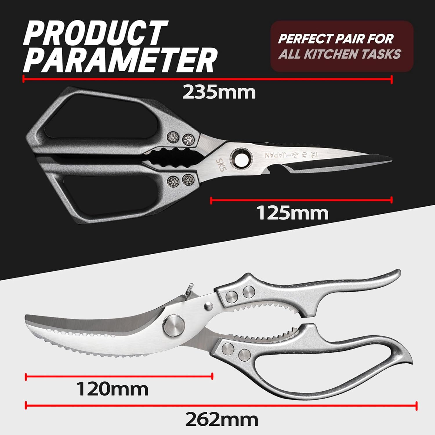 Kitchen Scissors 2-Pack, All-Purpose Heavy Duty Sharp Stainless Steel Shears, Dishwasher Safe Food Scissors for Chicken Bones, Poultry, Herbs & More, Kitchen Shears Set with Bottle Opener