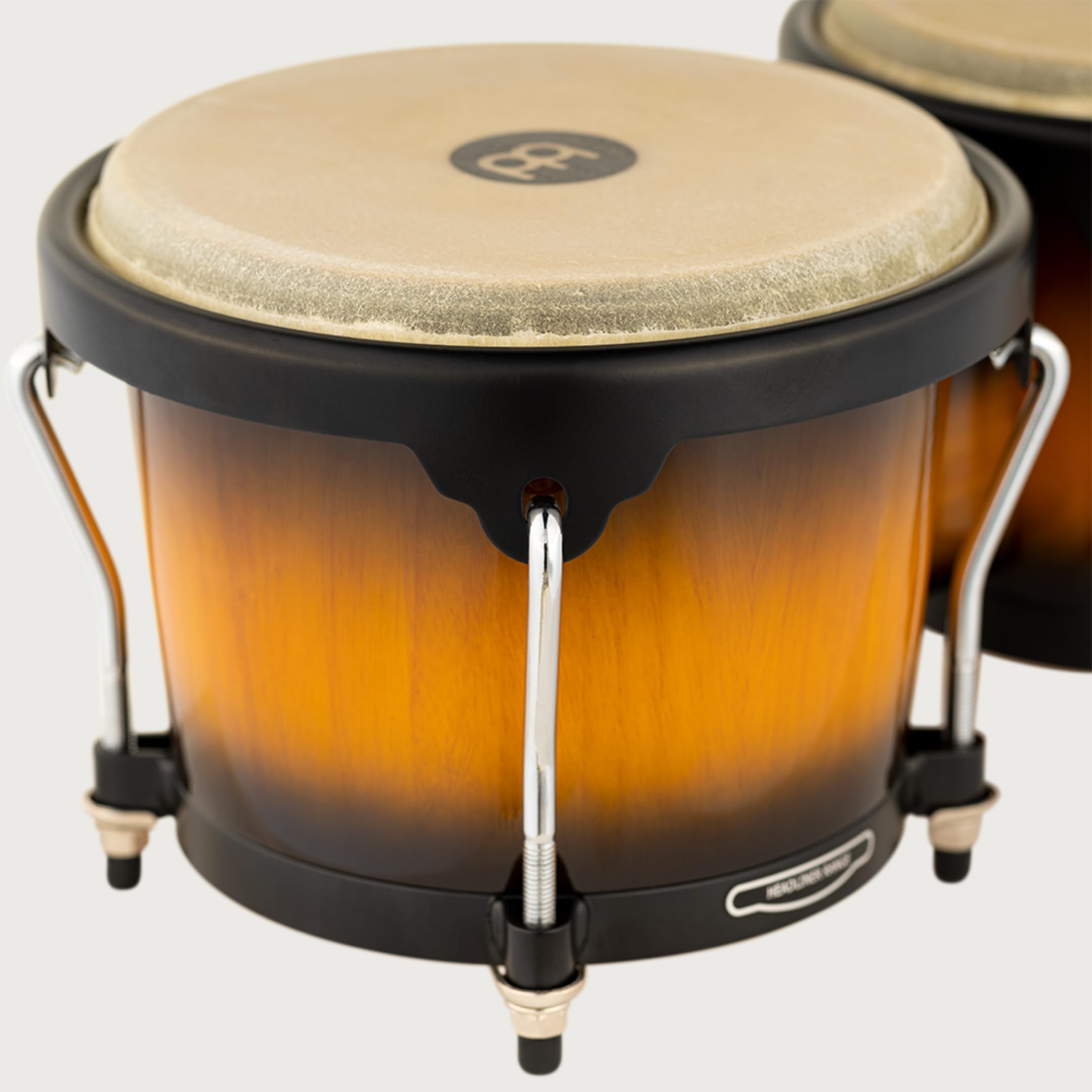 Meinl Percussion Bongos Headliner Wood - 2 Handtrommeln mit 6,75 und 8 Zoll - inkl. Stimmschlüssel - Siam Eiche, Vintage Sunburst (HB100VSB)