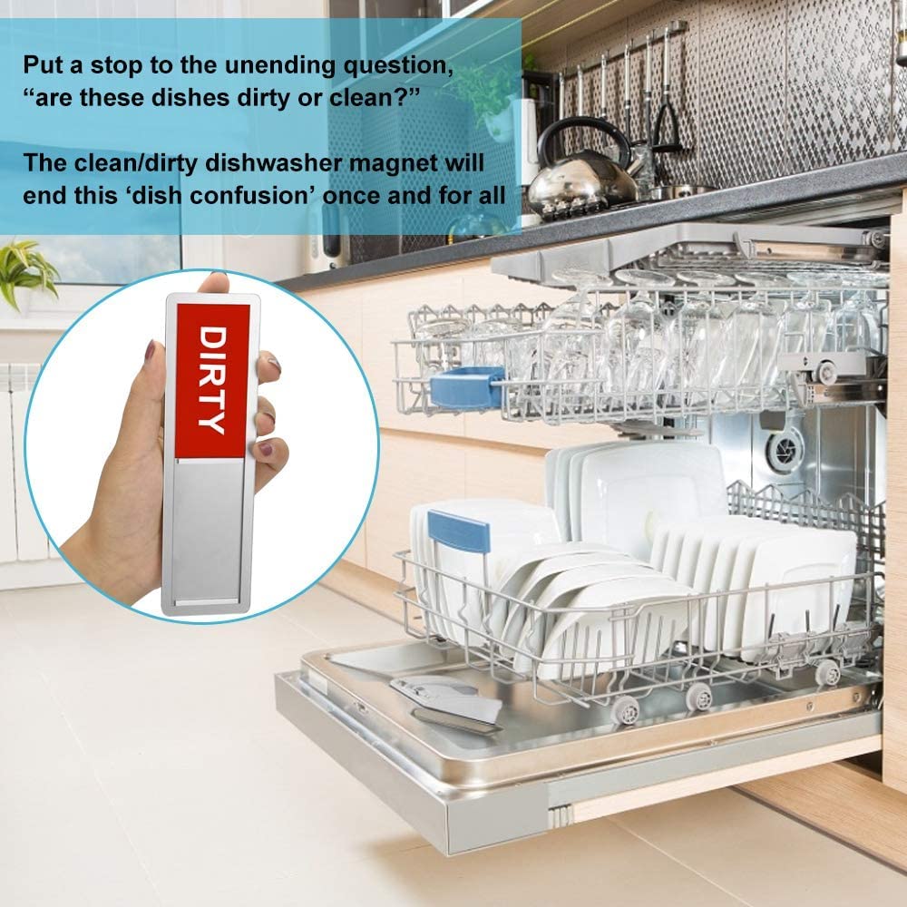 BUZIFU Dishwasher Magnet Clean/Dirty Sign Magnet-Schild für Geschirrspüler Spülmaschine sauber/schmutzig Zeichen Geschirrspüler-Magnet Klebeschild Acryl-Küchenhelfer Schilder mit Schiebefunktion