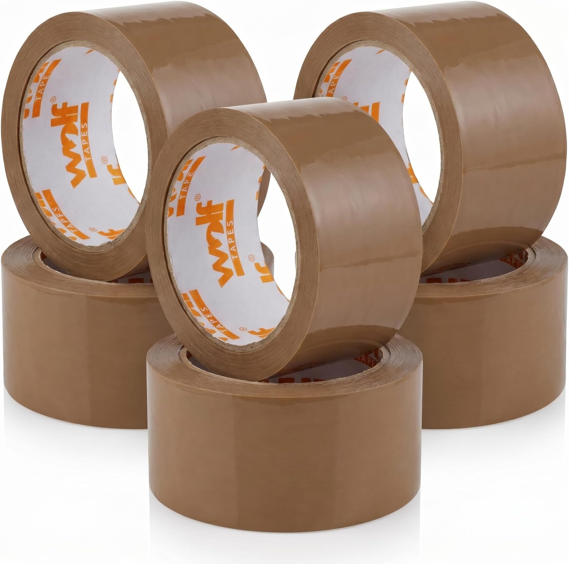 Wolf Tapes Packaging Tape, Heavy-Duty Parcel Tape for Packing, All Purpose Strong Adhesive Tape, Secure Sticky Seal for Boxes, FSC Certified Shipping Tape, Pack of 6 48MM x 66M (Brown)