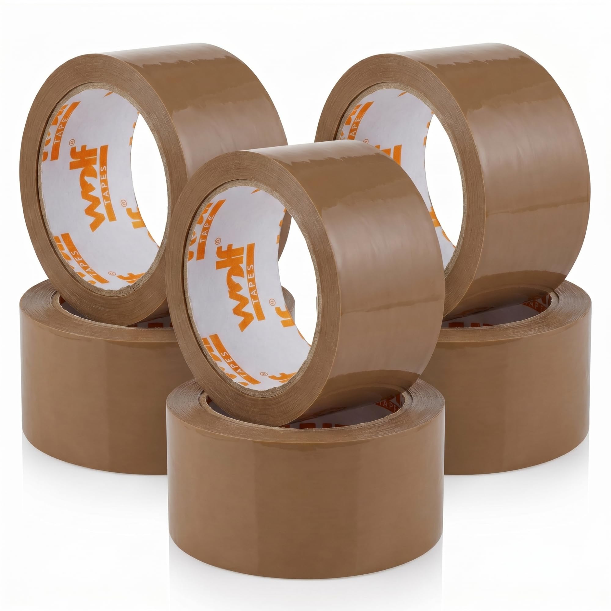 Wolf Tapes Brown Packaging Tape 6 Rolls, 48mm x 66m, Heavy Duty Box Sealing