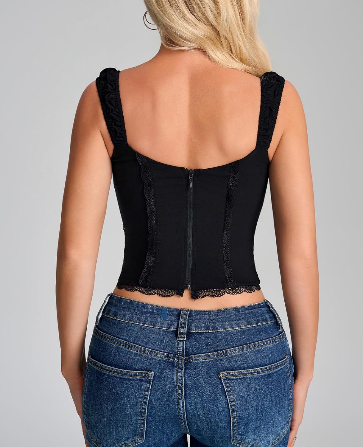 XinFSh Women's Cute Summer Lace Going Out Corset Tops Square Neck Party Club Y2K Crop Tank Top Trendy - Image 2