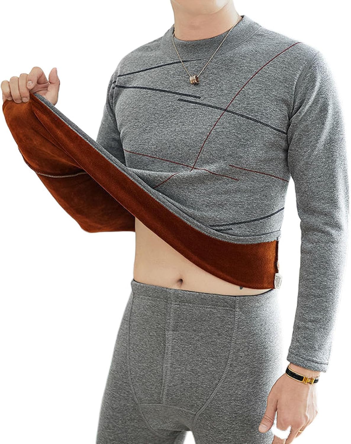 Long Johns Thermal Underwear for Men Soft Fleece Lined Base Layer Cold Weather Top Bottom Set