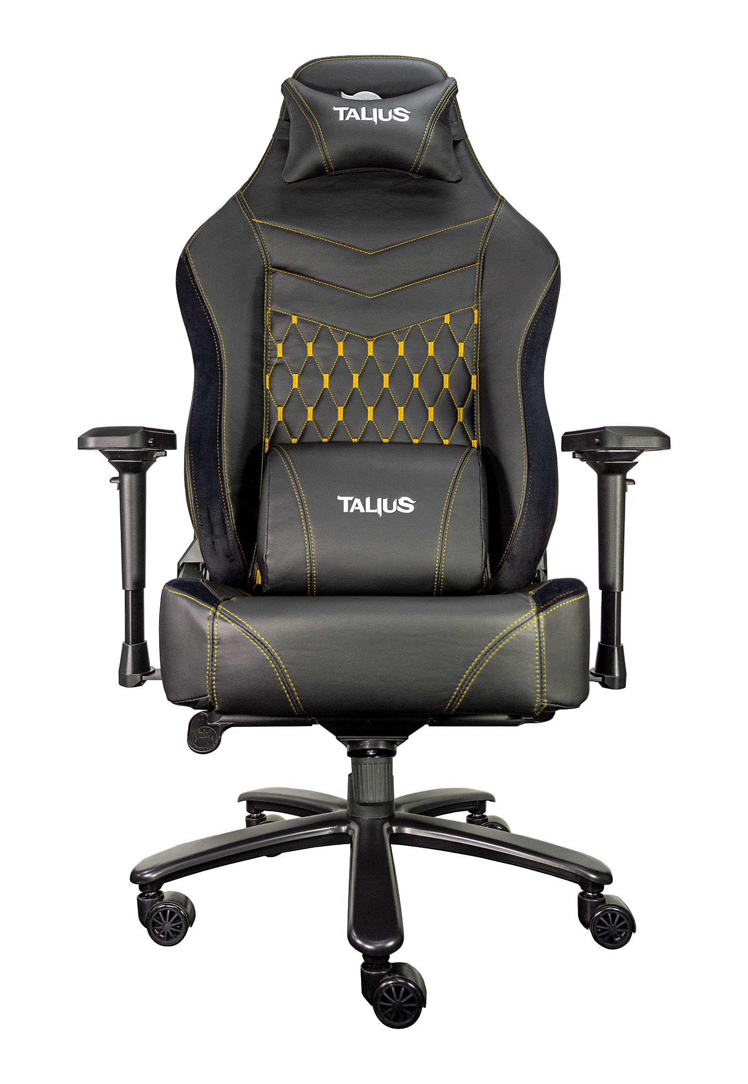 Talius MAMUT - Silla Gaming XXL, Ergonómica, Basculante, Reposabrazos 4D, Espuma Alta Densidad, Base Metal, Ruedas Nylon, Diseño, Amarilla hasta 170 kg (Yellow)