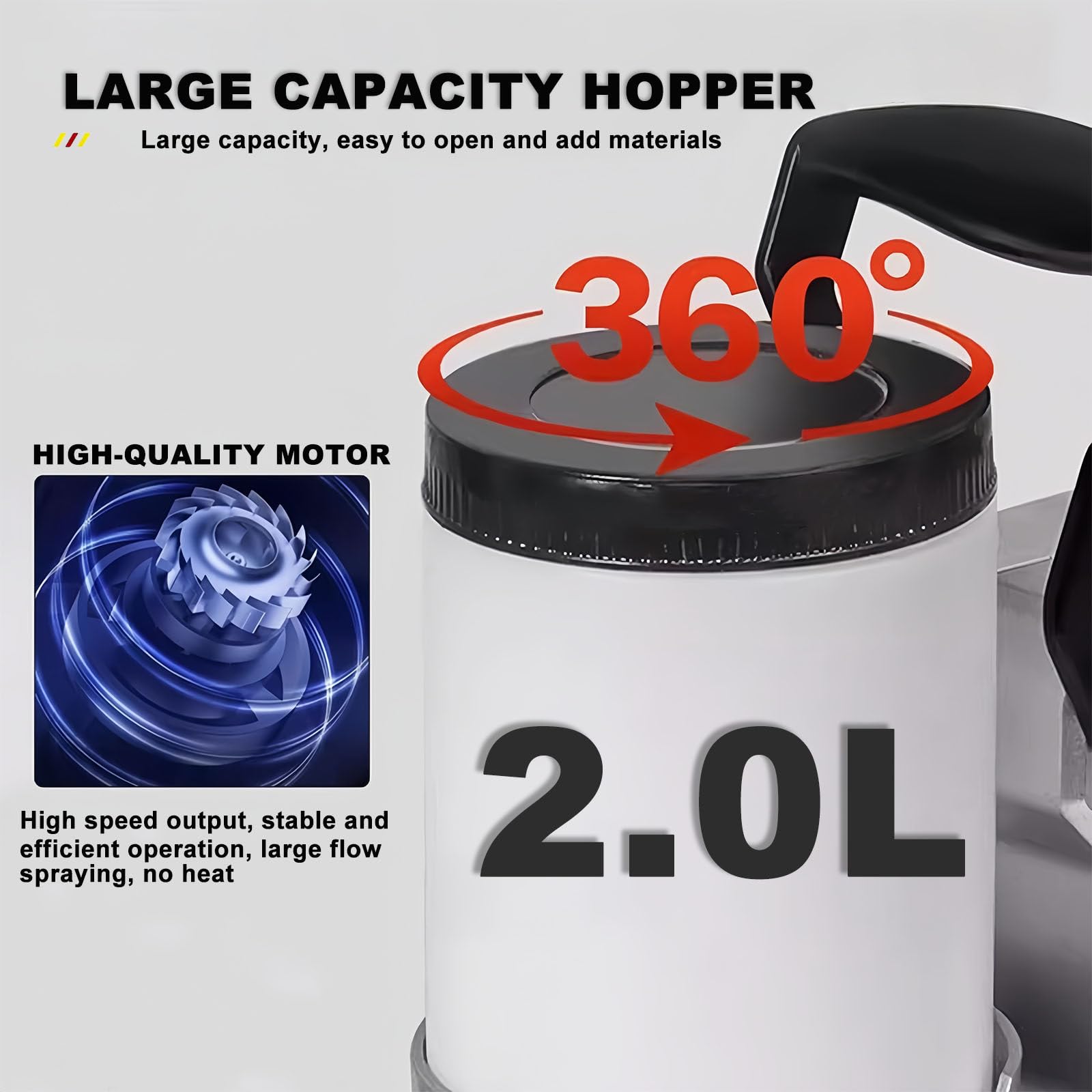 Pulverizador Sin Aire Eléctrico De 1600 W, Pulverizador De Pintura De Pared De Alta Presión De 2,5 L/Min con Tolva De 2 L De Capacidad, Manguera De 5 M.