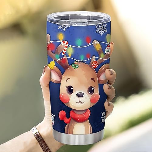Miniatura 3 de Hyturtle Vaso personalizado de acero inoxidable de Navidad con tapa de 20 onzas, 30 onzas, doble pared aislada al vacío, taza de café de viaje,