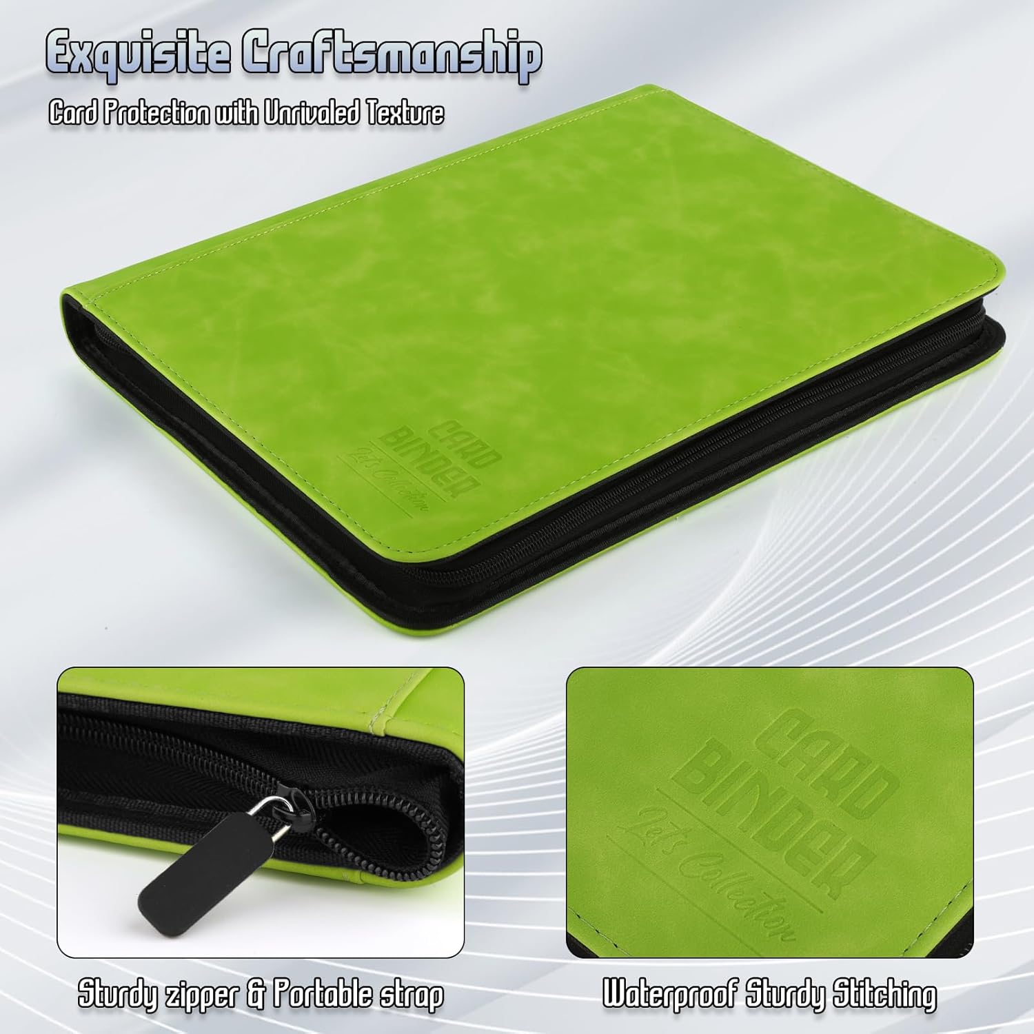 Trading Card Binder, Premium 9 Pocket Double Sided 540 Pocket PU Card Collection Binder, Collectible Trading Card Albums for MTG, TCG, Sport Card, Game Cards (Grass)