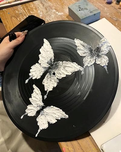 Miniatura 5 de FACHPINT 9 discos de vinilo de 12 pulgadas, discos de vinilo en blanco para decoración de habitación hippie indie, discos falsos para decoración de