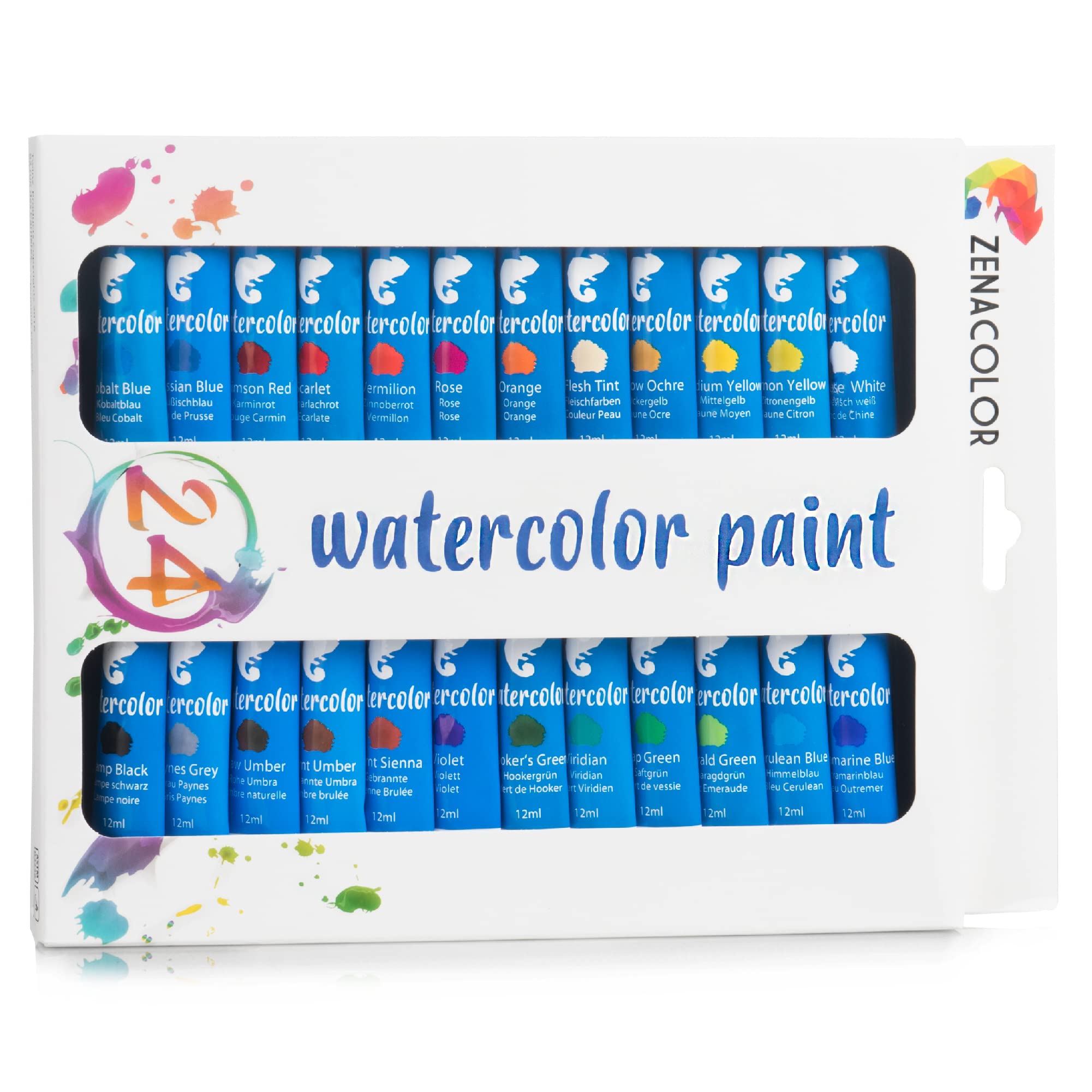 Buy Zenacolor Watercolour Paint Set Tubes 24x12mL (0.4 oz) Water