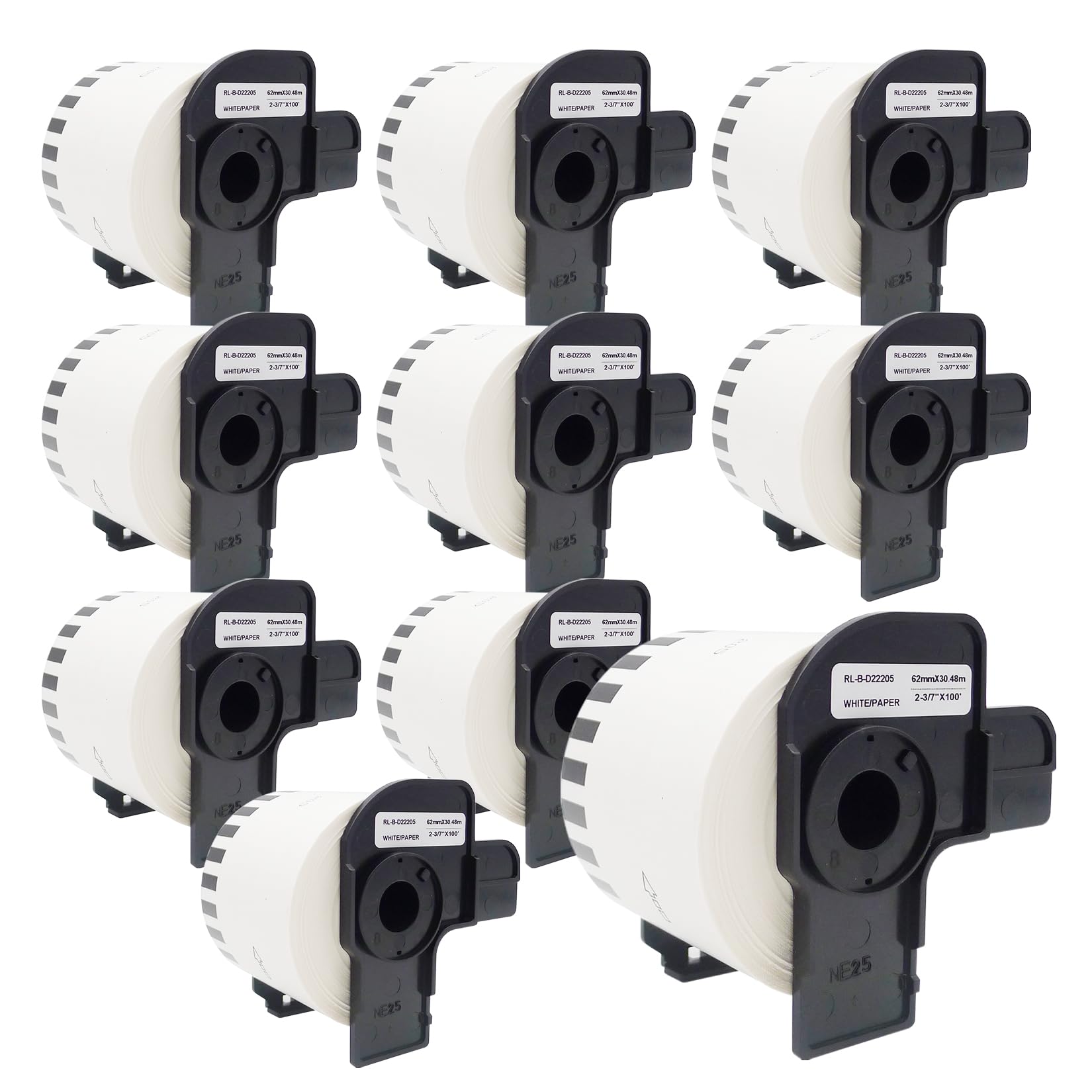 Veson, 10 Rolls White DK-22205 DK22205 Continuous Labels Compatible with Brother Address Label Rolls
