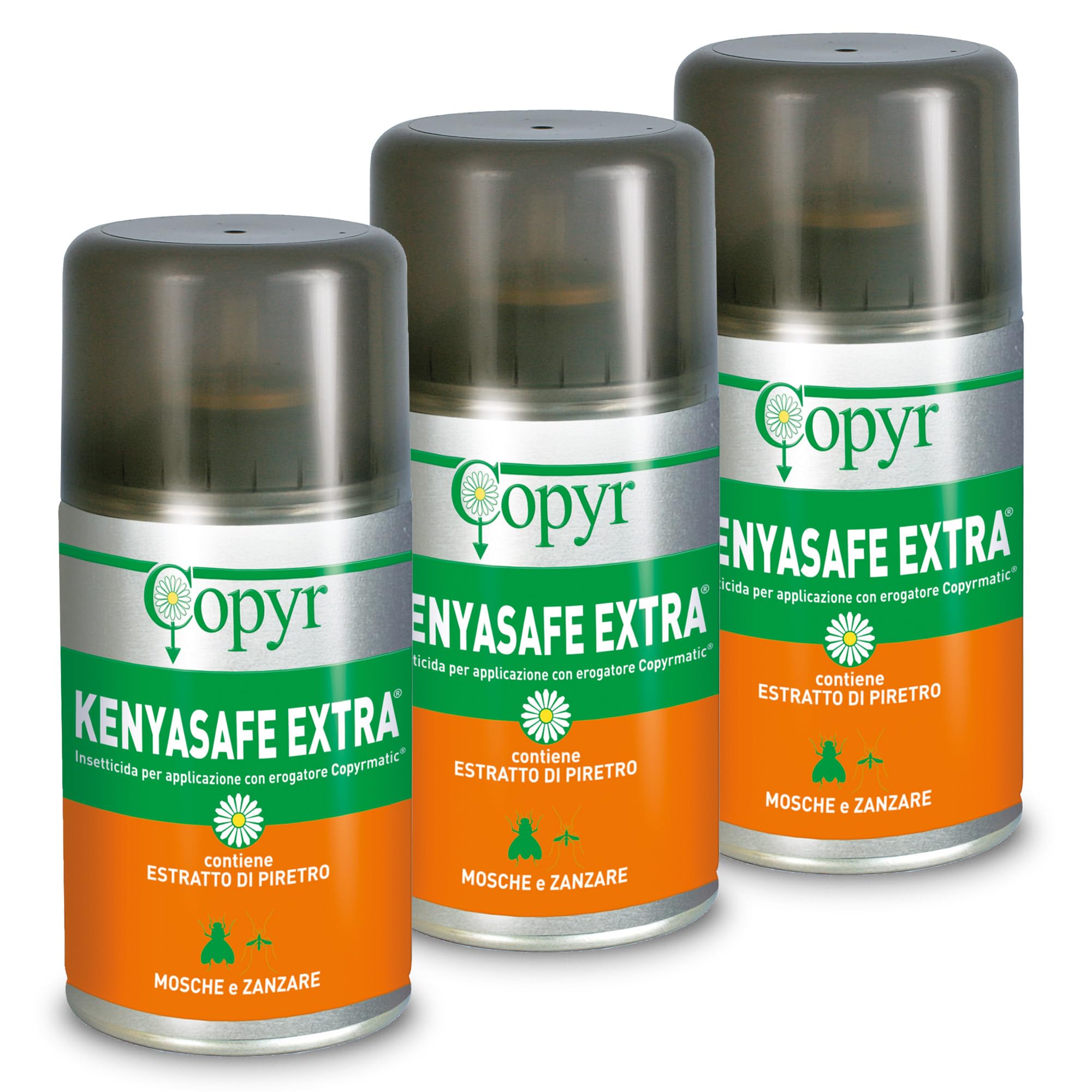 AILEDACOPYR | Kenyasafe Extra: Insetticida Pronto all'Uso Contro Insetti Volanti, Mosche e zanzare - bombola 250 ml x 3 Pezzi