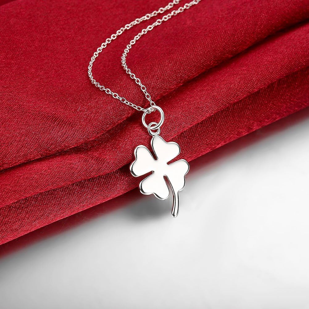 Cutesmile Fashion Jewelry 925 Sterling Silver Lucky Four Leaf Clover Pendant Necklace, 18" - Image 4
