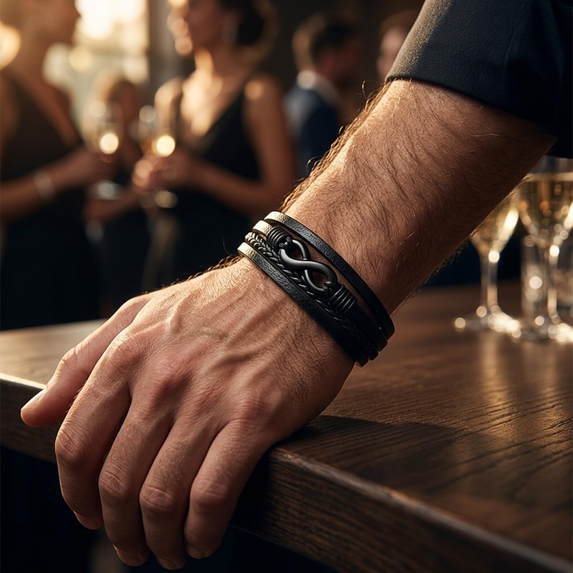 UNIQAL | Unendlichkeit Leder Armband "ETERNAL" Infinity Bracelet | Geschenk box | Magnetverschluss