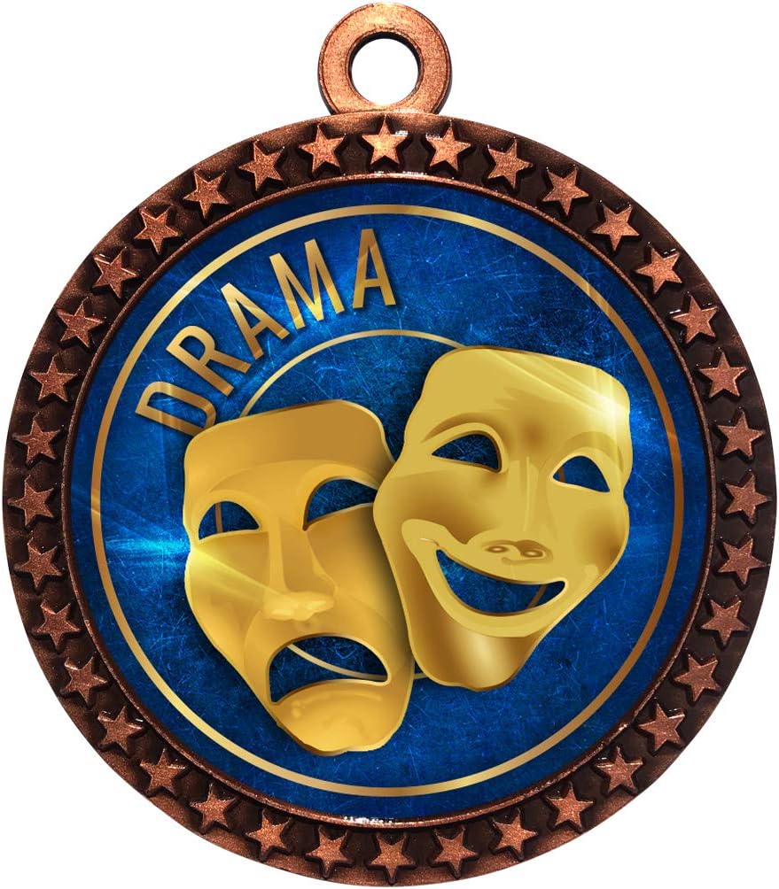 Express Medals 1 to 50 Packs Drama Bronze Medal Trophy Award with Neck Ribbon D212-EG22
