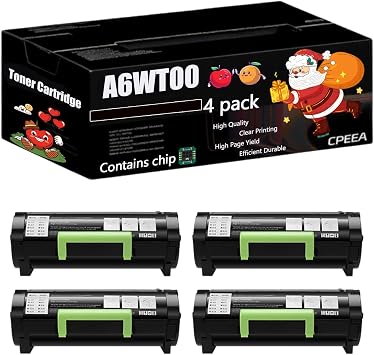 Compatible for Konica Minolta A6WT00W Toner Cartridge Work for Konica Minolta Bizhub 3320 Printers, with Chip, High Yield 20000 Pages, Clear Printing 4 Pack Black