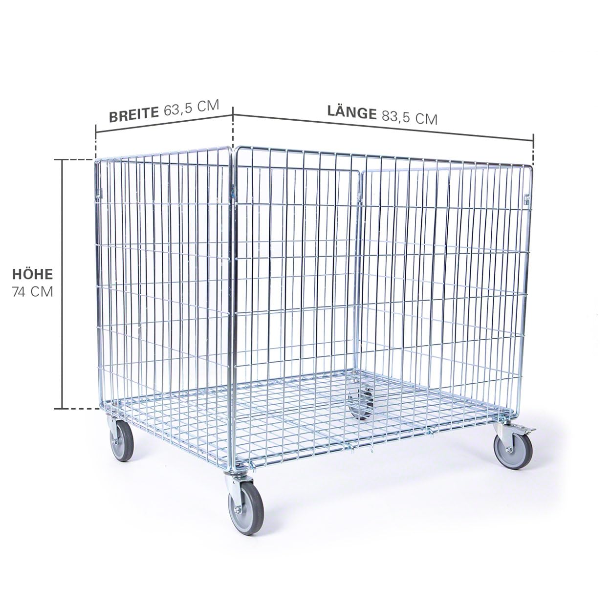 mkr4404 K Korb mit Leggings und Rollen, verzinkt, 835 mm x 625 mm x 740 mm Dimension
